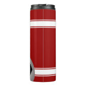 カッコいい赤と白ジャージーサッカーボール タンブラー (裏面)