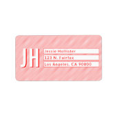 カッコいい赤と白ストライプ差出人住所ラベル ラベル (正面)