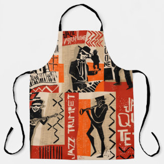 カッコいい遊ヴィンテージ付きジャズバンドポスター エプロン
