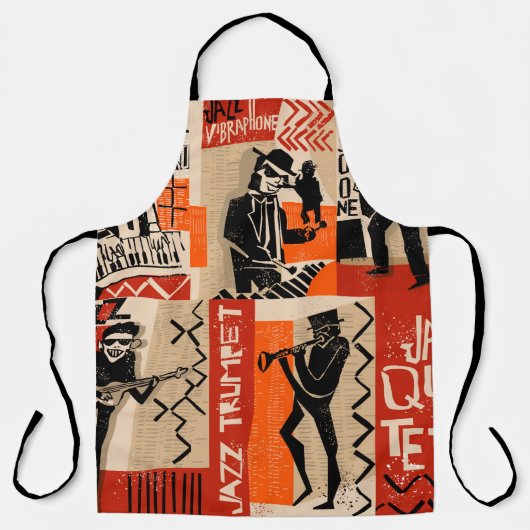 カッコいい遊ヴィンテージ付きジャズバンドポスター エプロン (正面)