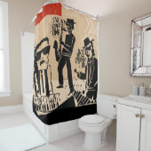 カッコいい遊ヴィンテージ付きジャズバンドポスター シャワーカーテン (インサイチュ)