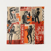 カッコいい遊ヴィンテージ付きジャズバンドポスター タペストリー (正面)