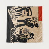 カッコいい遊ヴィンテージ付きジャズバンドポスター タペストリー (正面(横))