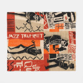 カッコいい遊ヴィンテージ付きジャズバンドポスター フリースブランケット (正面(横))