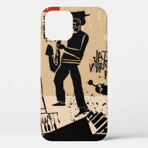 カッコいい遊ヴィンテージ付きジャズバンドポスター iPhone 12ケース