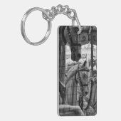 カッコいい都市、モダン回転木馬の馬の写真 キーホルダー (正面左)