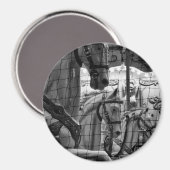 カッコいい都市、モダン回転木馬の馬の写真 マグネット (正面/裏面)