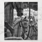 カッコいい都市、モダン回転木馬の馬の写真 ワインラベル (シングルラベル)