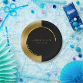 カッコいい金ゴールドと黒の幾何モダンデザイン ペーパープレート (パーティー)