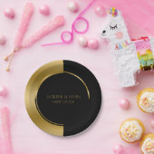 カッコいい金ゴールドと黒の幾何モダンデザイン ペーパープレート (パーティー)