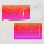 カッコいい金ゴールドツリー女性シルエット,星,ヨガ 名刺 (正面/裏面)