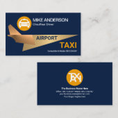 カッコいい金ゴールドロケット飛行機空港タクシー運転手 名刺 (正面/裏面)