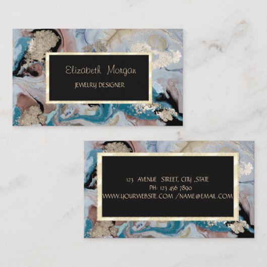 カッコいい金ゴールド大理石テクスチャジュエリー設計者 名刺 (正面/裏面)