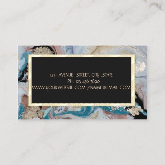 カッコいい金ゴールド大理石テクスチャジュエリー設計者 名刺 (裏面)