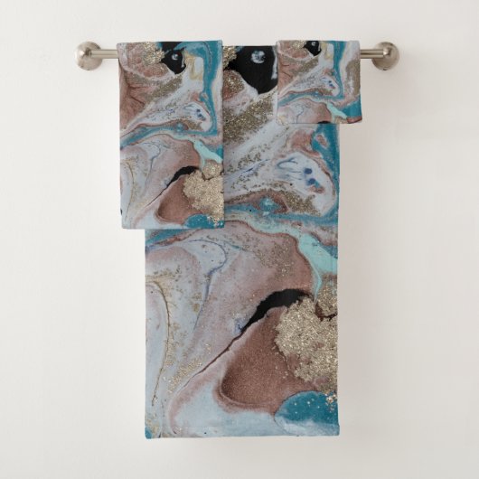 カッコいい金ゴールド大理石テクスチャ バスタオルセット (インサイチュ)