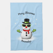 カッコいい雪だるま愛らしいスミルクのクリスマスのパーソナライズ キッチンタオル (縦)