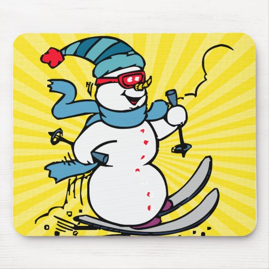 カッコいい雪だるま |スキー愛好家 | winter sport マウスパッド (正面)