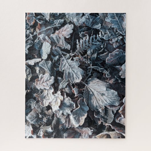 カッコいい霜の降りた葉 ジグソーパズル (縦)