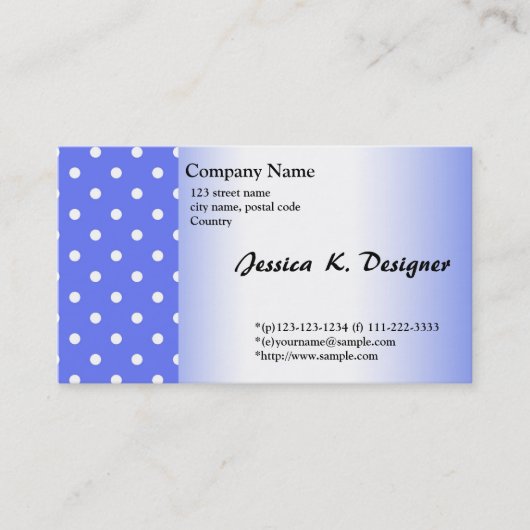 カッコいい青シンプル水玉模様エレガントビジネスカー 名刺 (正面)