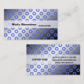 カッコいい青モダンとグレーの水玉模様 名刺 (正面/裏面)