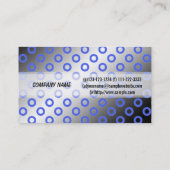 カッコいい青モダンとグレーの水玉模様 名刺 (裏面)