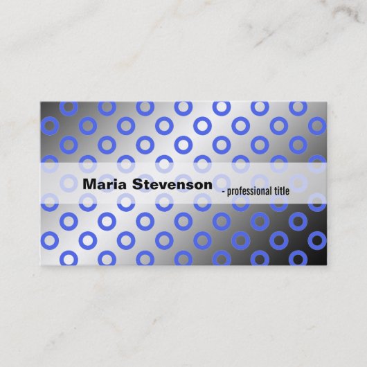 カッコいい青モダンとグレーの水玉模様 名刺 (正面)