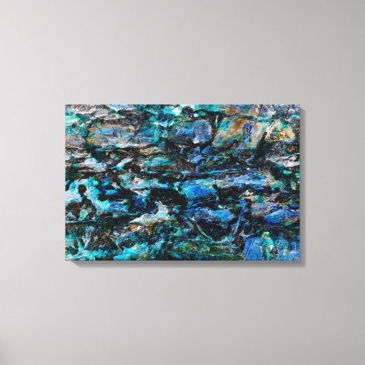 カッコいい青モダン絵を描古い壁グランジデザイン キャンバスプリント (正面)