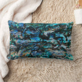 カッコいい青モダン絵を描古い壁グランジデザイン ランバークッション (ブランケット)