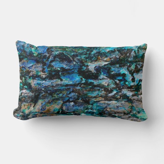カッコいい青モダン絵を描古い壁グランジデザイン ランバークッション (正面)