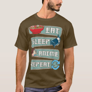 カッコいい食べSLEEP ANIME REPEAT RAMEN GRAPHIC日本の Tシャツ
