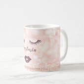 カッコいい驚くべきピンクのスパークリー顔 コーヒーマグカップ (正面右)