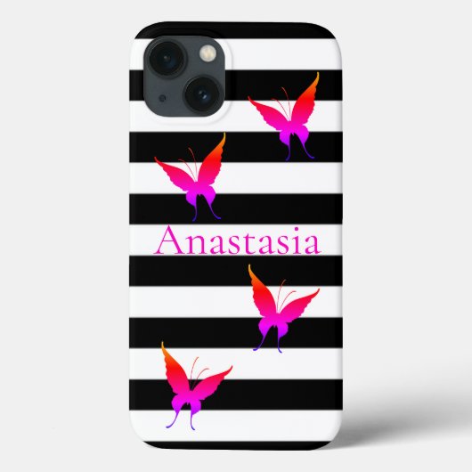 カッコいい驚くべき白黒のストライプバターフライ Case-Mate iPhoneケース (裏面)