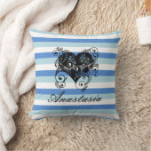 カッコいい驚くべき青いストライプハート クッション (ブランケット)