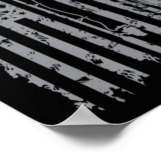 カッコいい魚釣りロッド狩りライフル米国旗ギフト ポスター (角)