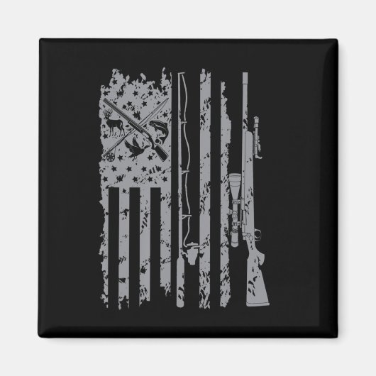 カッコいい魚釣りロッド狩りライフル米国旗ギフト マグネット (正面)