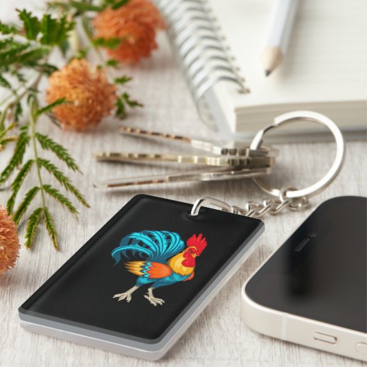 カッコいい鶏メキシカンロースターチキンファーム動物 キーホルダー (正面右)