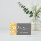 カッコいい黄エレガントダマスク名刺 名刺 (スタンド正面)