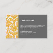 カッコいい黄エレガントダマスク名刺 名刺 (裏面)