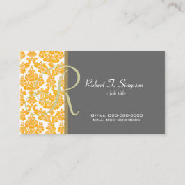 カッコいい黄エレガントダマスク名刺 名刺