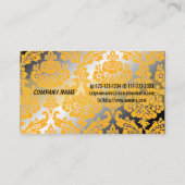 カッコいい黄エレガントダマスク輝く名刺 名刺 (裏面)