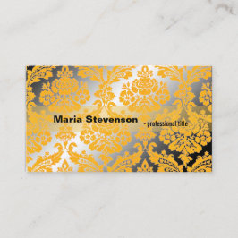 カッコいい黄エレガントダマスク輝く名刺 名刺