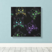 カッコいい黒い猫！数々の色のファンキー猫。 キャンバスプリント (インサイチュ (ウッドフロア))