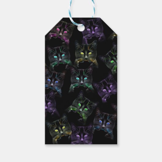 カッコいい黒い猫！色数々の猫 ギフトタグ (正面)