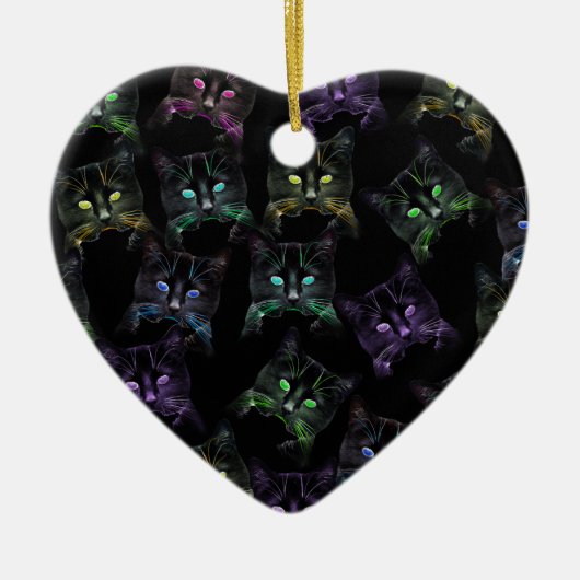 カッコいい黒い猫!色数々の猫 セラミックオーナメント (正面)