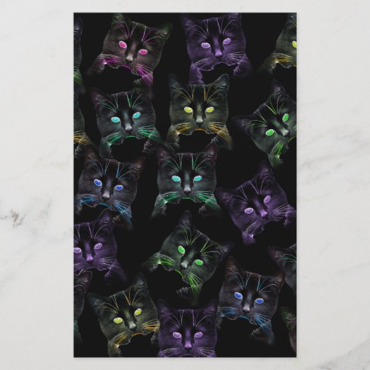 カッコいい黒い猫!色数々の猫 便箋 (正面)