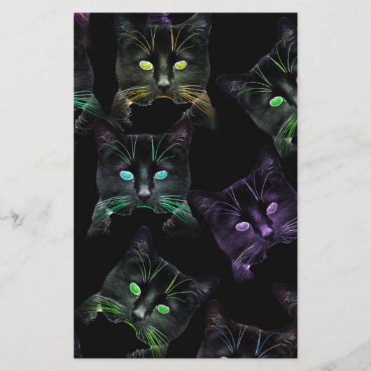 カッコいい黒い猫!色数々の猫 便箋 (正面)