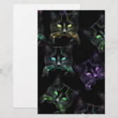 カッコいい黒い猫!色数々の猫 便箋 (正面/裏面)