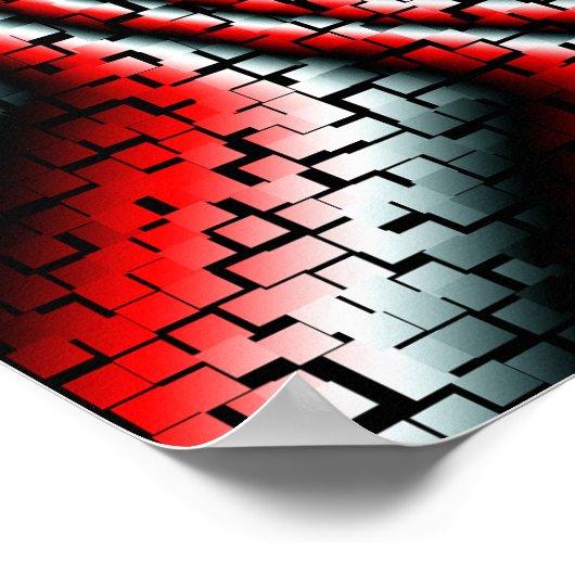 カッコいい3次元キューブ素晴らし旋回 ポスター (角)