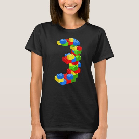 カッコいい3歳の誕生日建物ブロック3歳の少年 Tシャツ (正面)