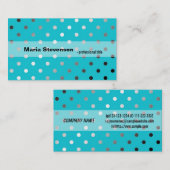 カッコいい,エレガントア輝くア青水玉模様 名刺 (正面/裏面)